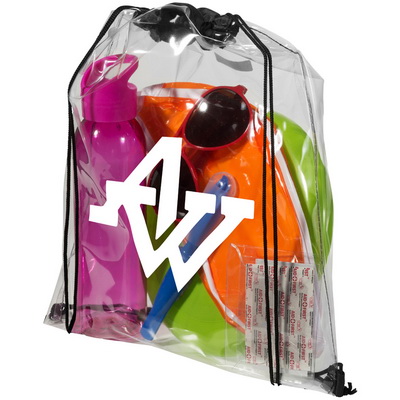 Image of Printed Lancaster transparent drawstring backpack